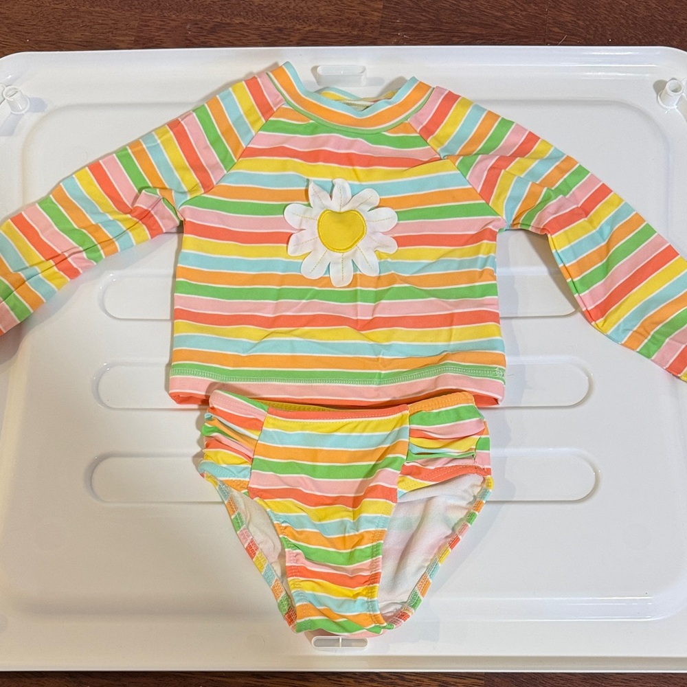 Baby Striped Floral Swimsuit Set 18m